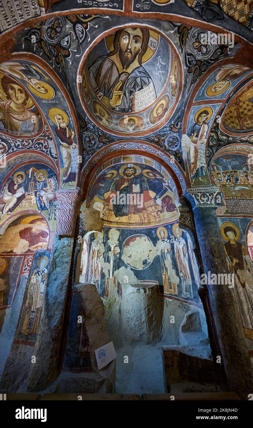 interior view of magnificent fresco in dark church, Karanlık Kilise in goreme open air museum, Cappadocia, Anatolia, Turkey Stock Photo