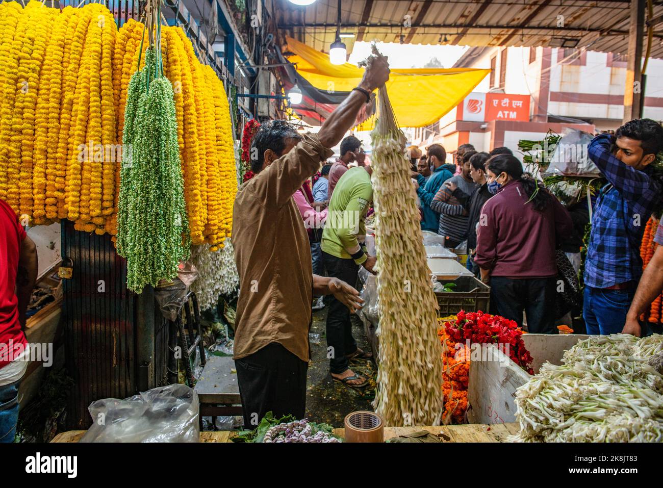 Ghazipur wholesale flower market hires stock photography and images