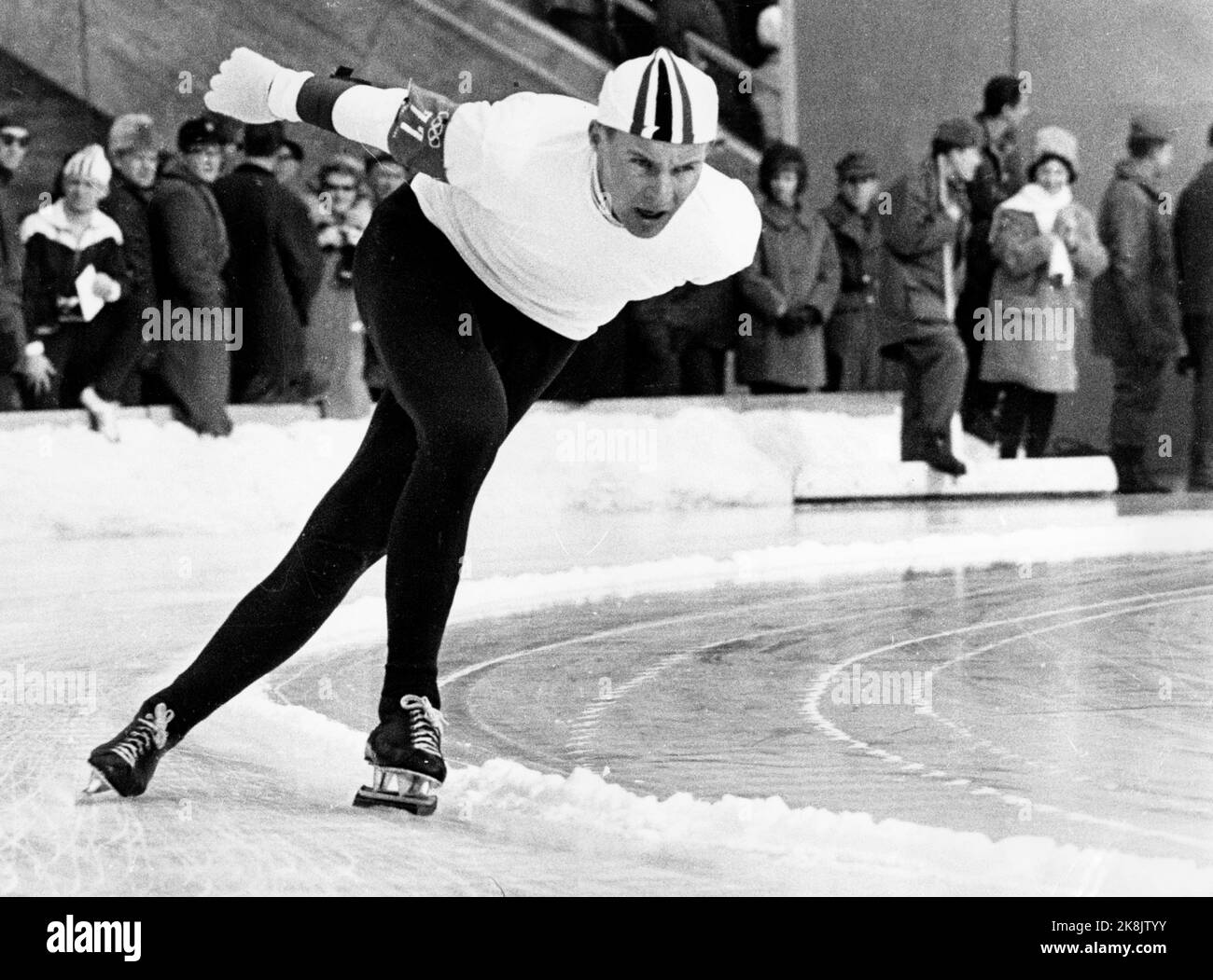 Innsbruck, Austria 196402 The 9th Olympic Winter Games. Fast skating, men, Knut Johannesen Kuppern in action. Knut Johannesen won 5000 meters and became No. 3 at 10,000 meters. Here in action of 5000 meters. Photo: NTB / NTB Stock Photo