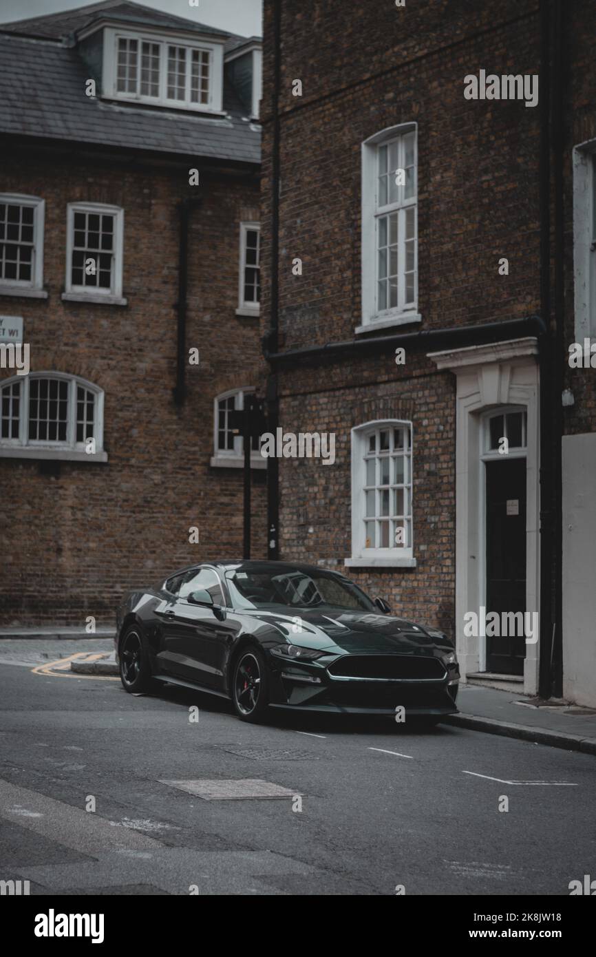 A vertical shot of a Ford Mustang GT500 seen parked in the streets of ...
