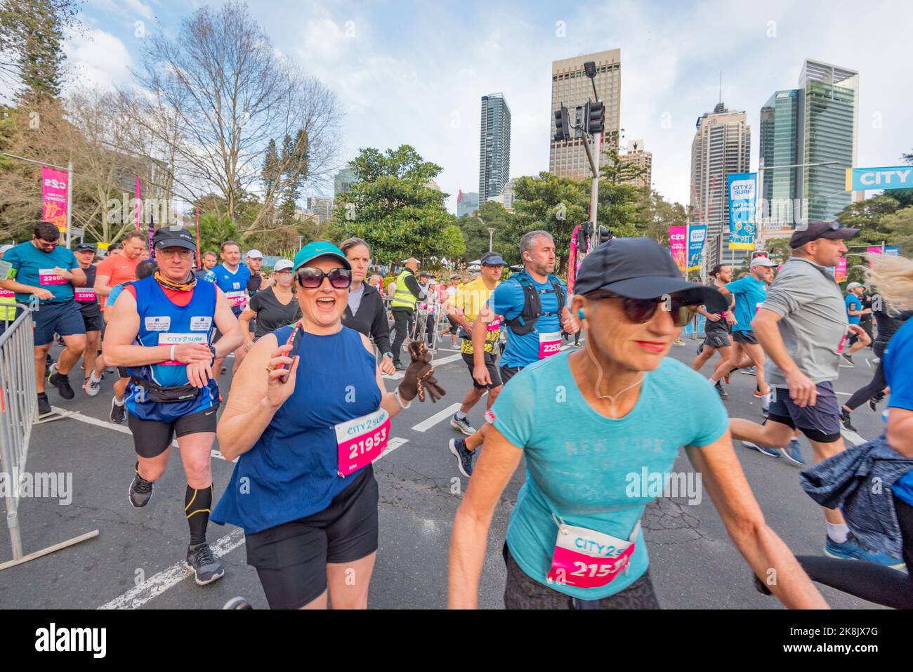 Runners in the Pink group begin the 14km Sydney City to Surf race from