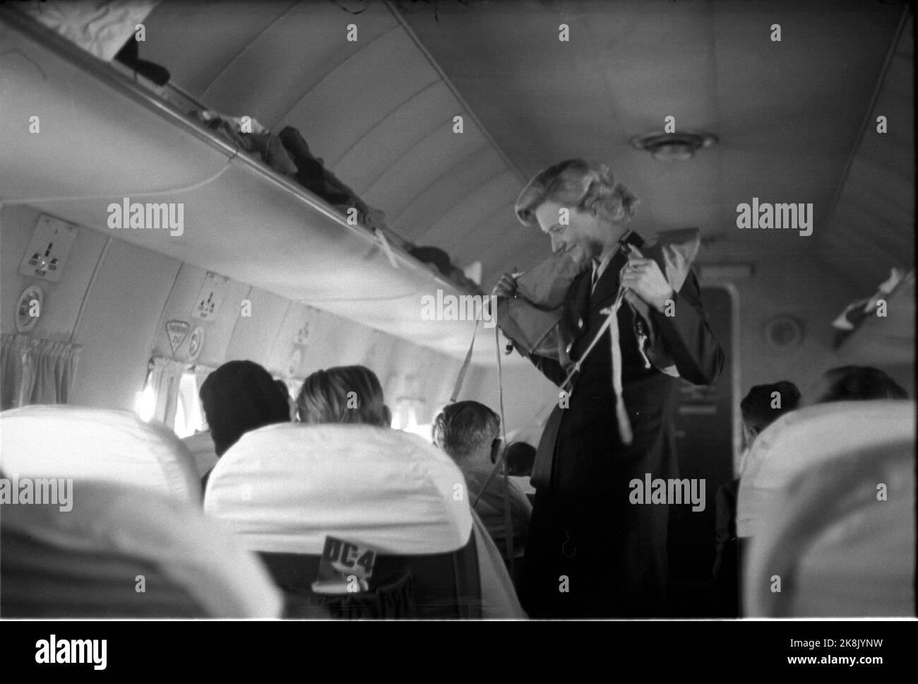 Copenhagen, Denmark, 1948 SAS FLYRUTE COPENHAGEN / NEW YORK. A flight