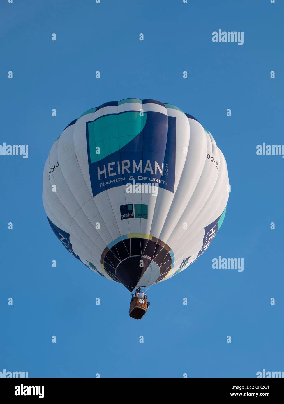 Sint Niklaas, Belgium, September 04, 2022, The hot air balloon of the Herman firm that does in windows and doors Stock Photo