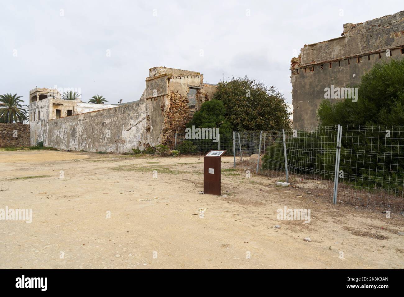 Zahara de los Atunes, Castillo, remains and ruins of outer walls of Castle, Andalucia, Spain. Stock Photo