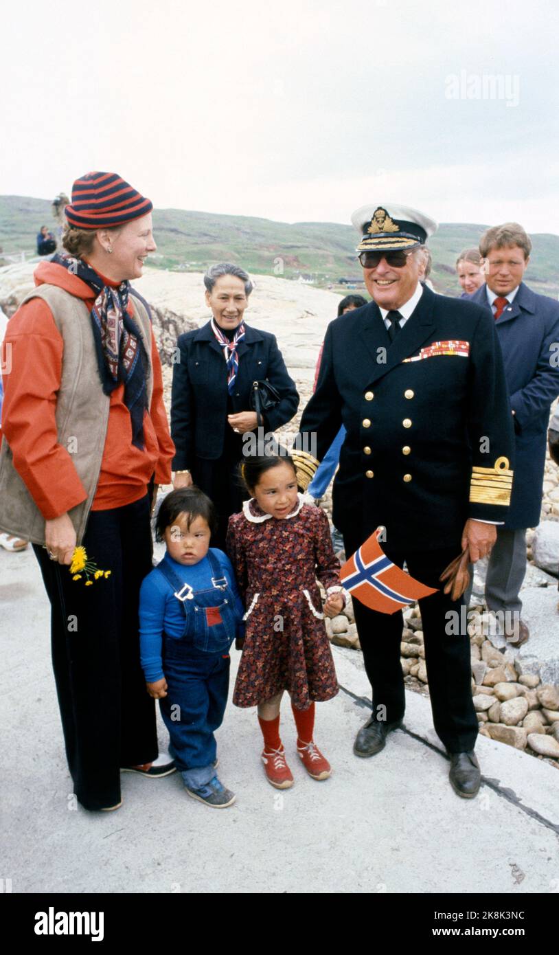 Greenland, Brattalid August 1982. King Olav and Crown Princess Sonja