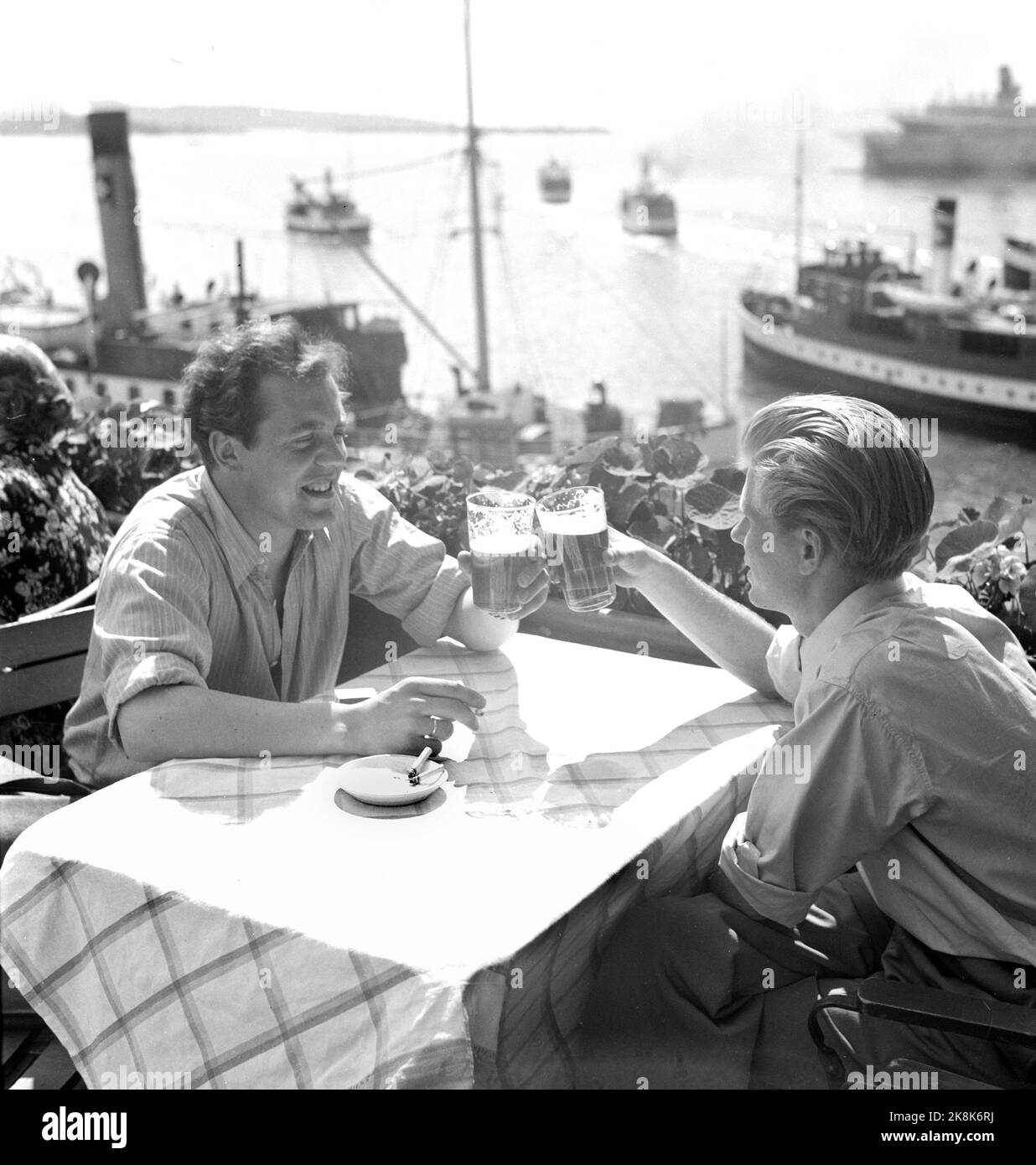 Oslo 19520707. Hot summer in Eastern Norway. Here from outdoor