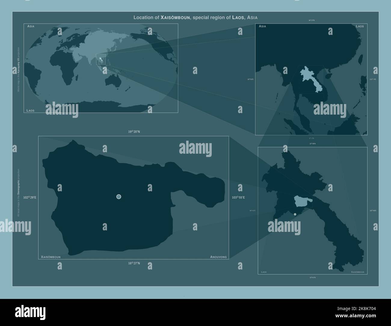 Xaisomboun, special region of Laos. Diagram showing the location of the