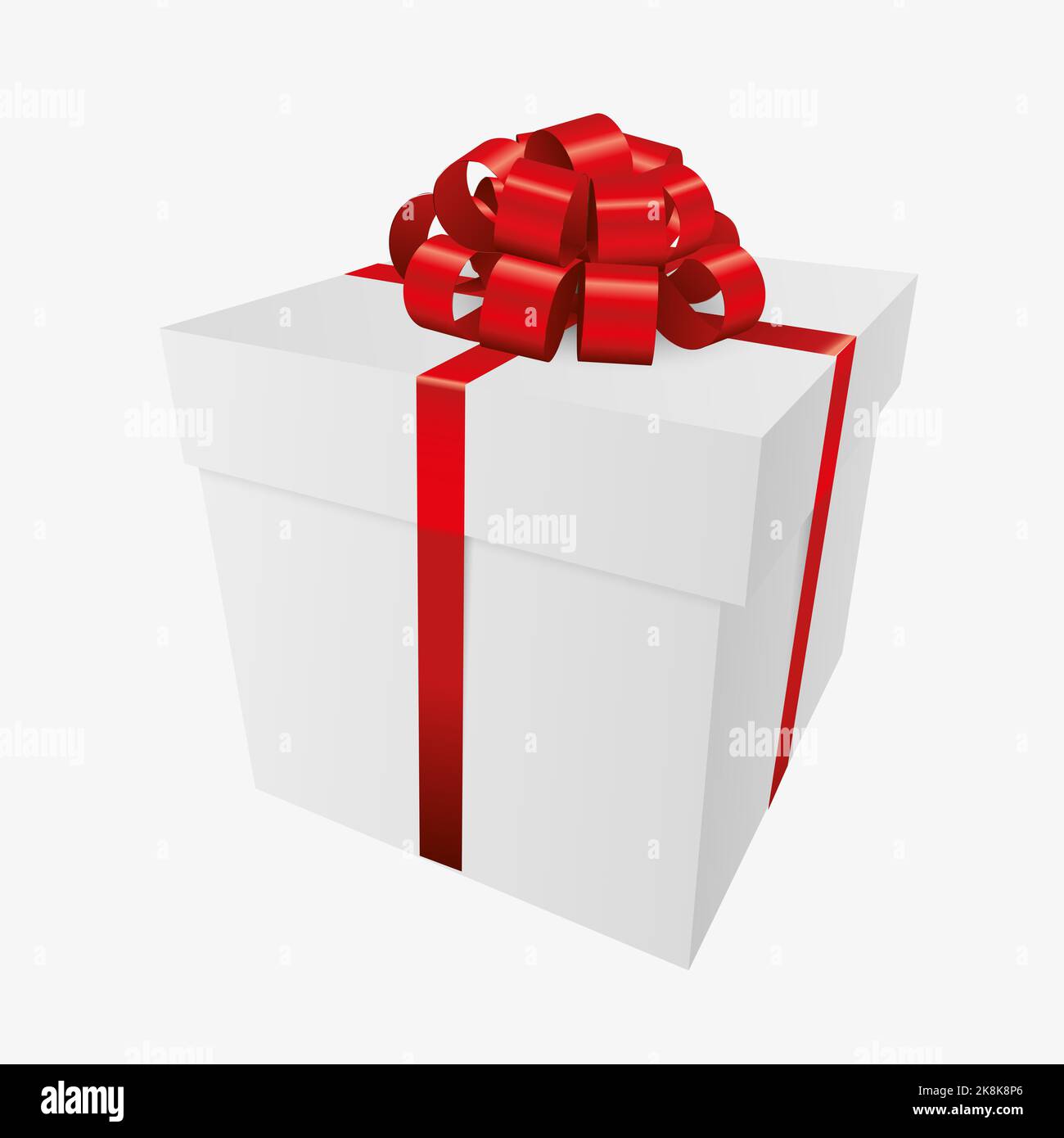 White gift box with a red bow - Christmas and birthday present ...