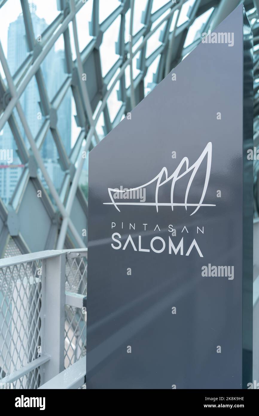 Kuala Lumpur, Malaysia - October 23,2022 :  Signage of the Pintasan Saloma at the bridge Saloma Link in Kuala Lumpur. Stock Photo
