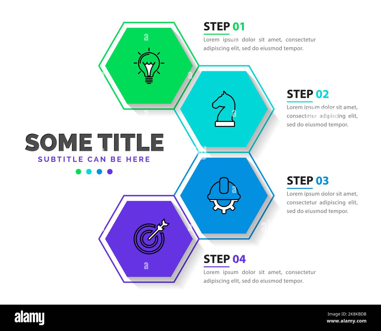 Infographic template with icons and 4 options or steps. Hexagon. Can be ...