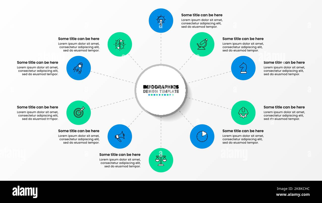 Infographic template with icons and 10 options or steps. Circle. Can be ...