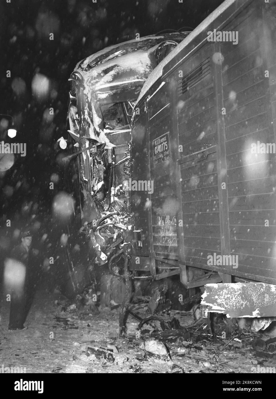 Oslo. January 6, 1948. Train accident at the East Railway at the Oslo