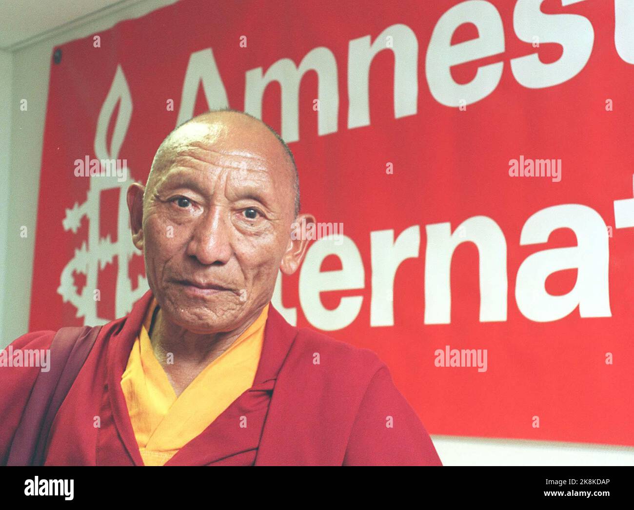 Amnesty International has picked up the Tibetan monk Palden Gyatso, who has been in prison for 33 years, to Norway on the occasion of the Chinese President Jiang Zemin coming to visit. NTB photo: Per Løchen Stock Photo