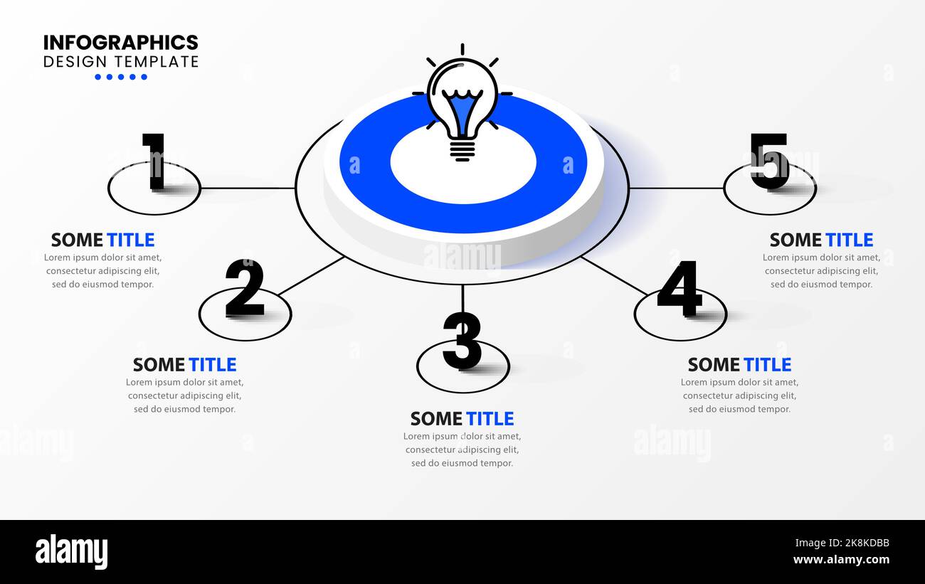 Infographic template with 5 options or steps. Can be used for workflow ...