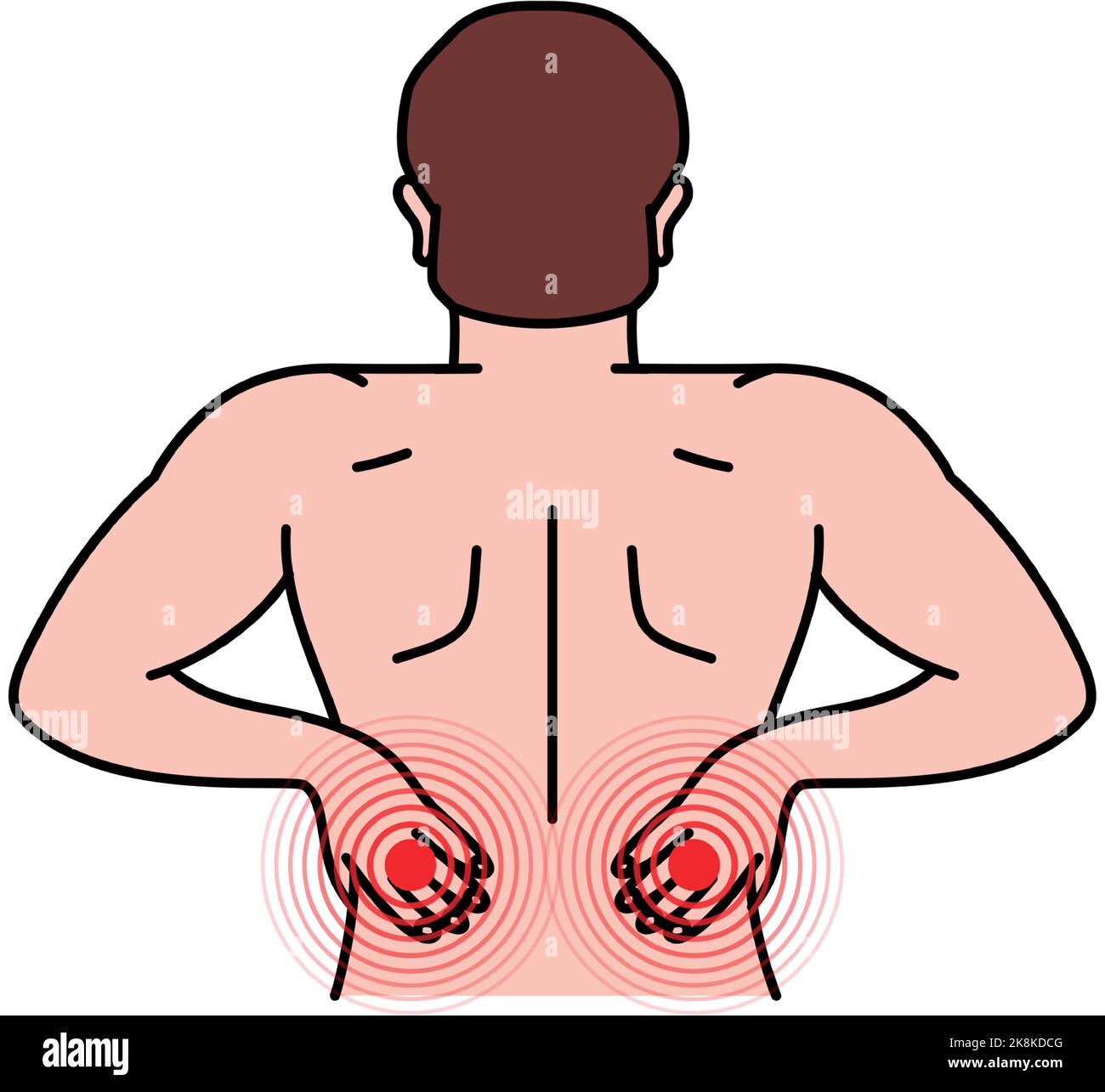 Pain in the human back. Backache. Pain in different part of man body ...