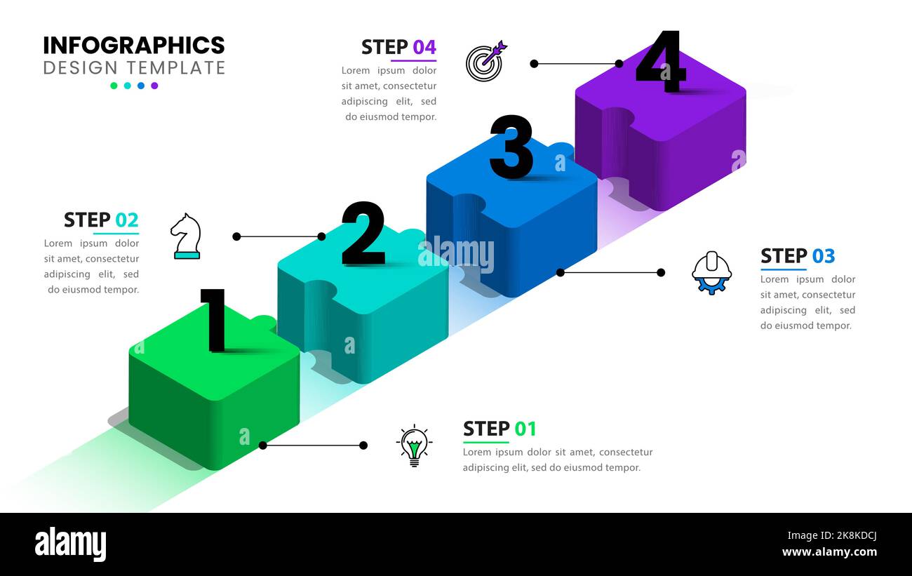 Infographic template with icons and 4 options or steps. Puzzle. Can be ...