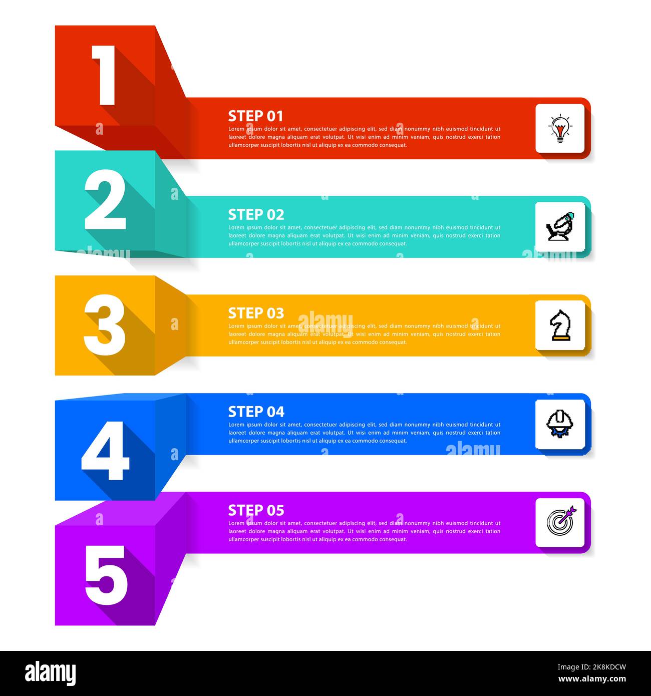 Infographic template with icons and 5 options or steps. Squares. Can be ...