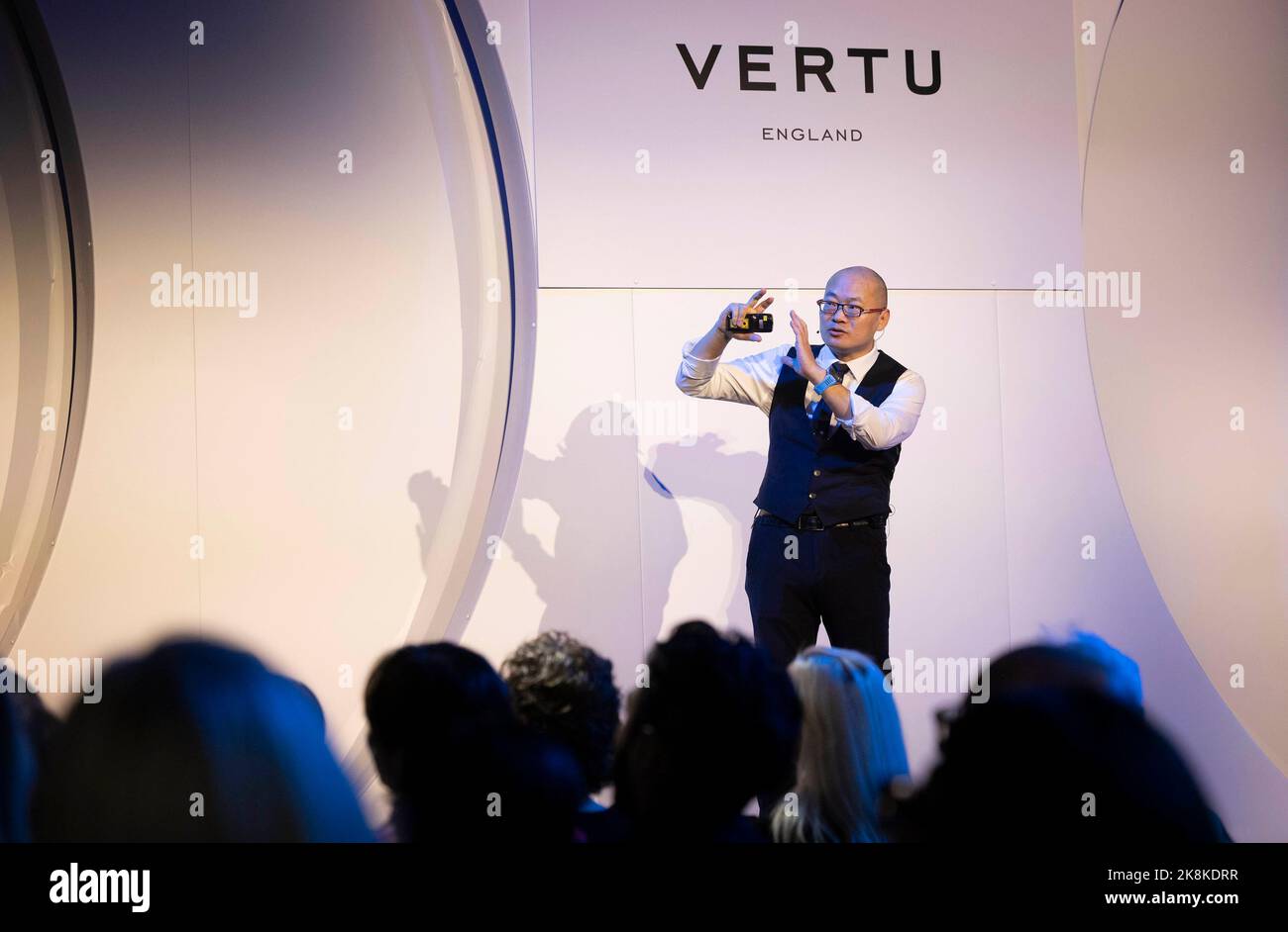 EDITORIAL USE ONLY CEO Gary Chan at a press conference to announce the UK launch of the 'METAVERTU', the world's first Web3.0 enabled smartphone by luxury mobile phone manufacturer, VERTU. Picture date: Monday October 24, 2022. Stock Photo