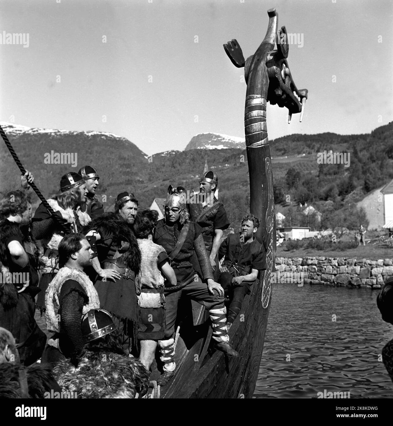 Oslo, 19570617. The recording of the movie The Vikings (Vikings) under ...