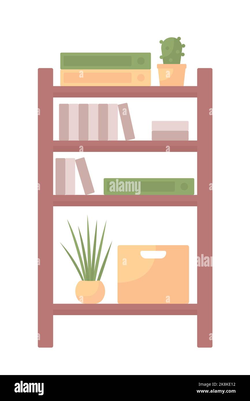 Rack with different items semi flat color vector object Stock Vector