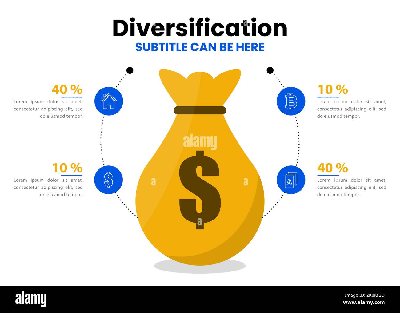Infographic template with icons and 4 options or steps. Investment ...