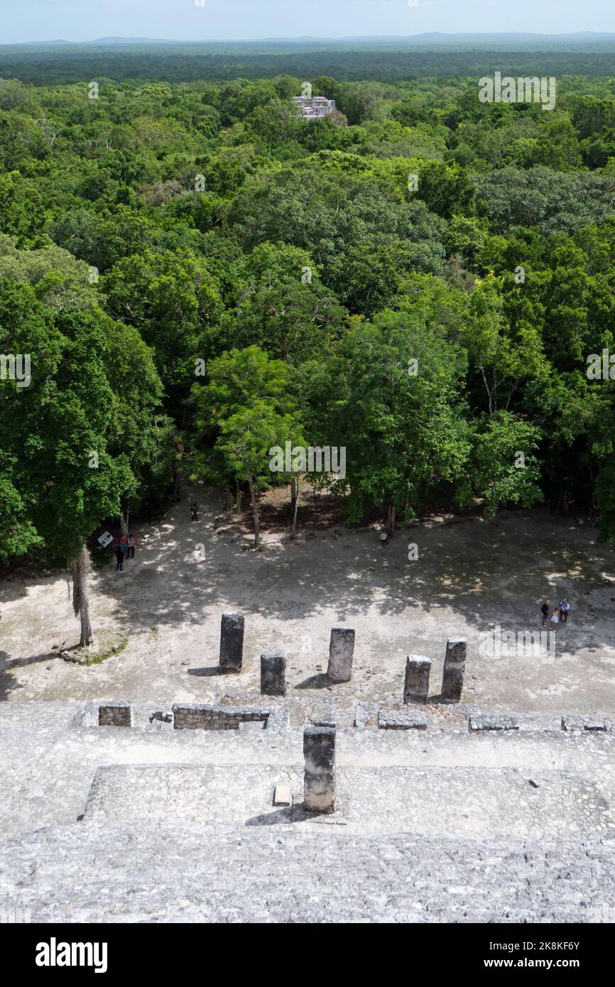 Calakmul, a Maya archaeological site deep in the jungles of the Mexican state of Campeche. View from the pyramid known as Structure 2 Stock Photo