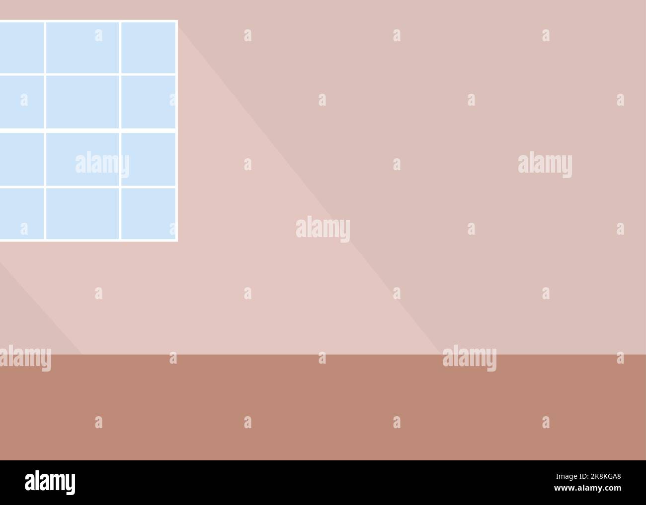 Empty room with window flat color vector illustration Stock Vector