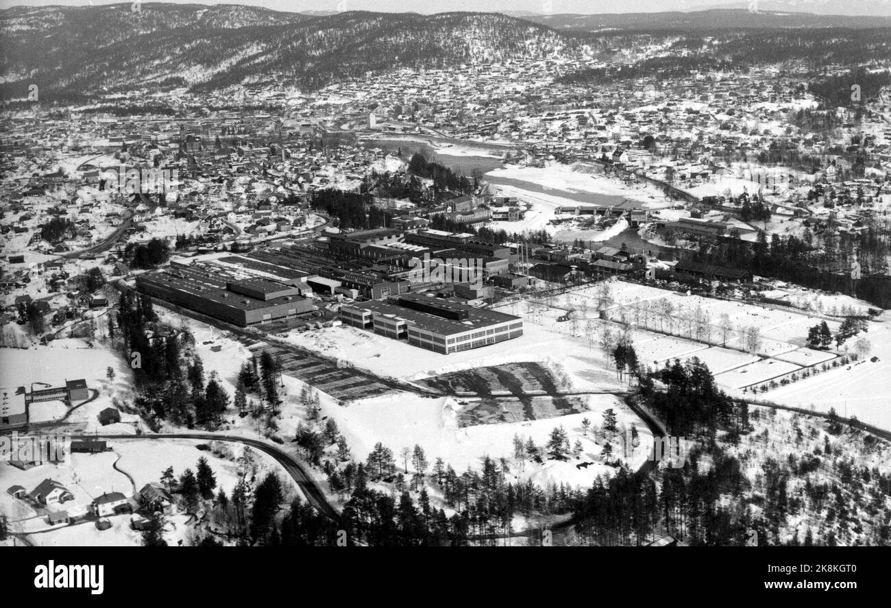 Kongsberg 1981. Overview picture of the city and Kongsberg weapons