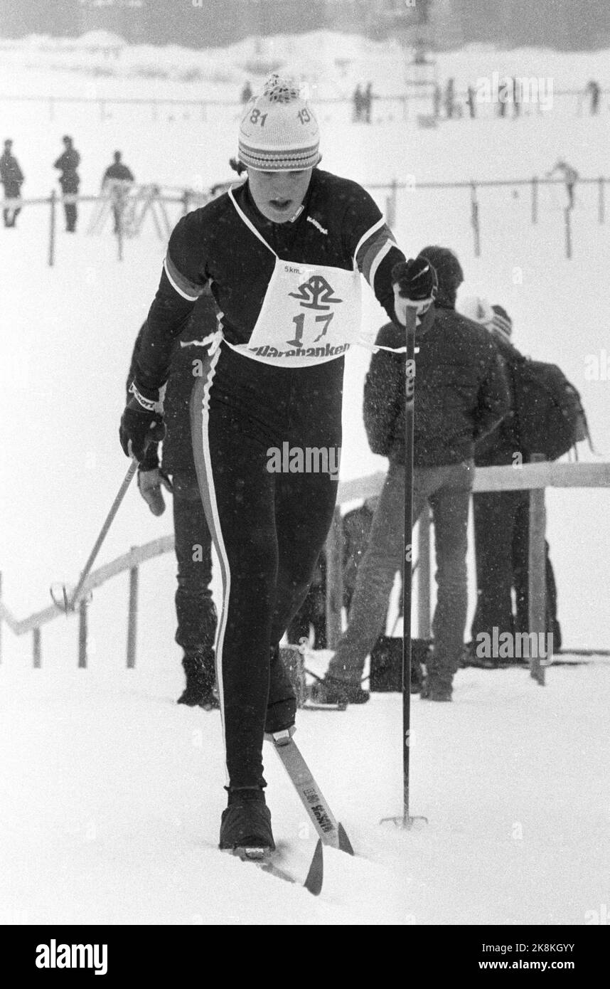 Eidsvoll 19 February 1981. Norwegian Championship 5 km ladies. Here No. 17, Inger Helene Nybråten. Photo: Knut Odrås / NTB / NTB Stock Photo