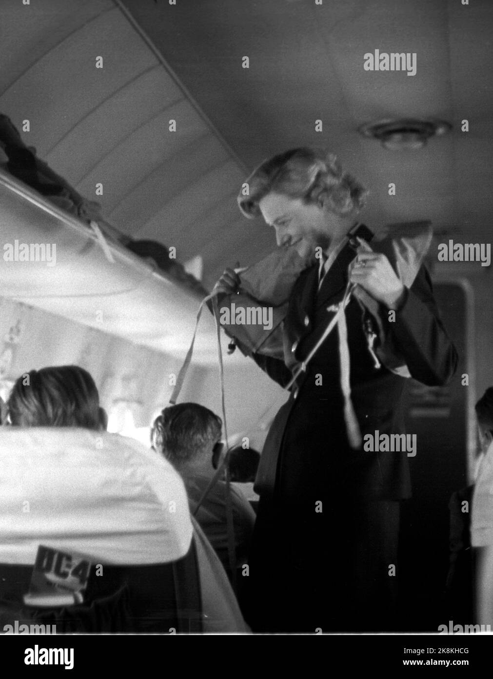 Copenhagen, Denmark, 1948 SAS FLYRUTE COPENHAGEN / NEW YORK. A flight