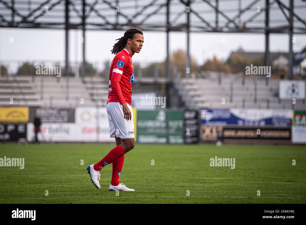 Horsens, Denmark. 23rd Oct, 2022. Robin Oestroem (3) of Silkeborg IF seen during the 3F Superliga match between AC Horsens and Silkeborg IF at Nordstern Arena Horsens in Horsens. (Photo Credit: Gonzales Photo/Alamy Live News Stock Photo