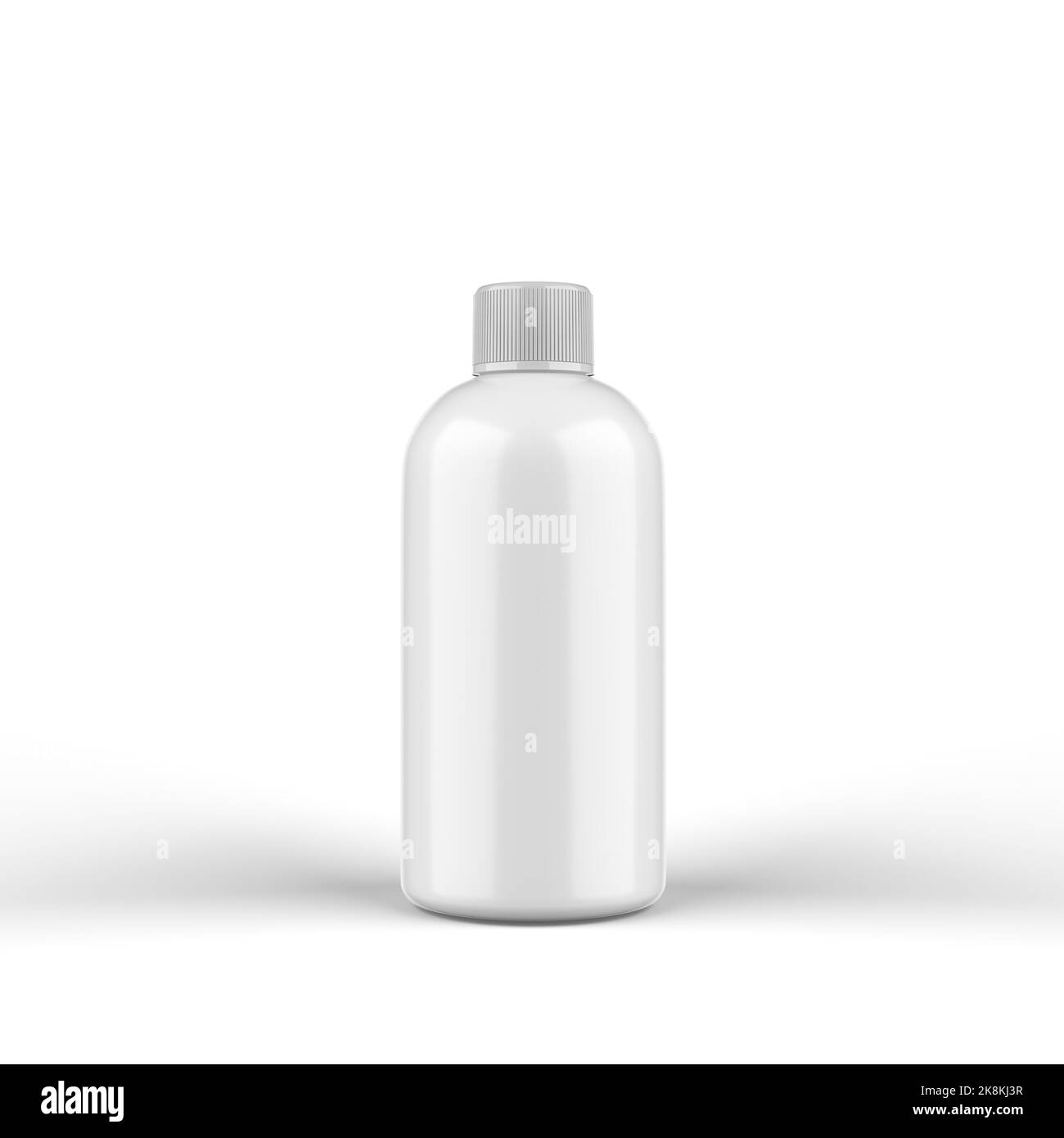 White Glossy Bottle 3D Rendering Stock Photo