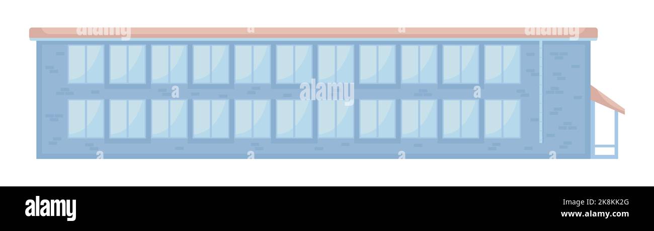 Flat roofed building semi flat color vector object Stock Vector