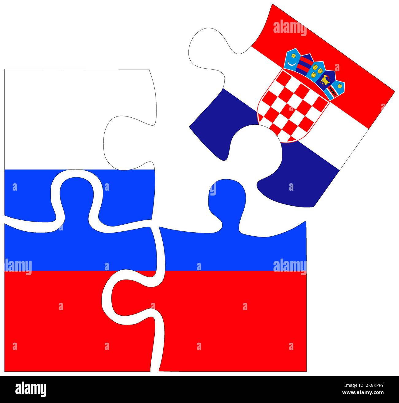 Russia - Croatia : puzzle shapes with flags, symbol of agreement or friendship Stock Photo