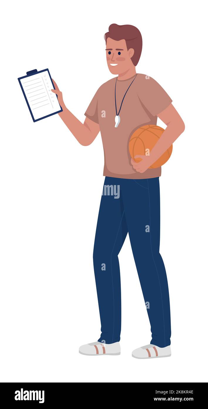 PE teacher semi flat color vector character Stock Vector