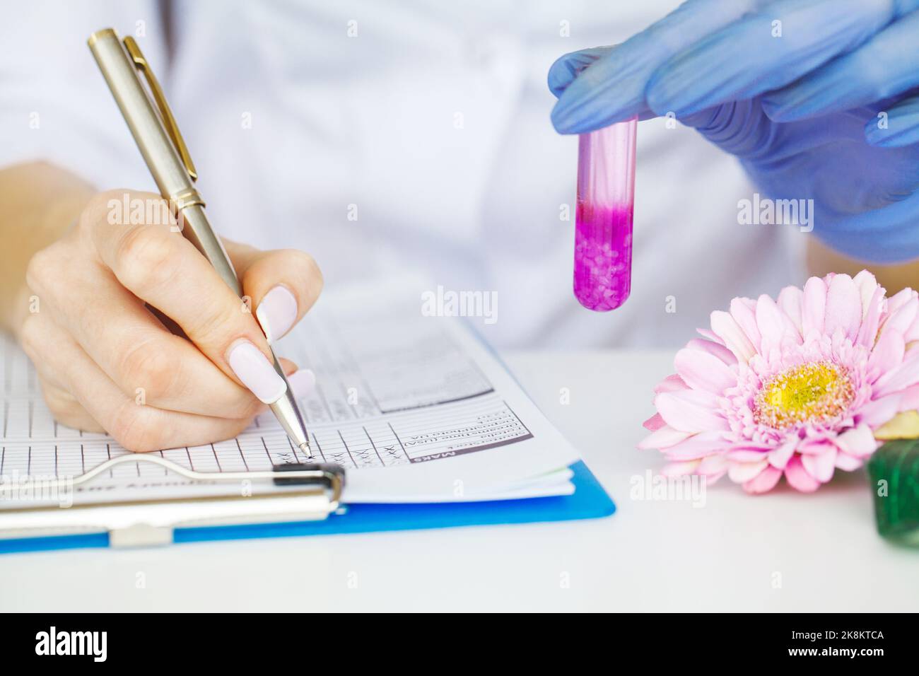 Medicine. Lab Technician Doing Chemistry Experiment. Close Up Of ...