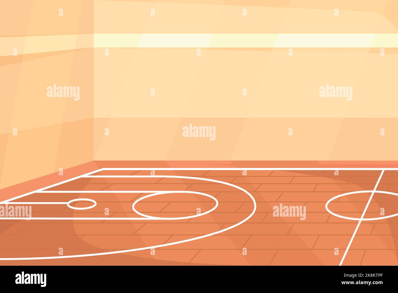 Empty basketball court in gym flat color vector illustration Stock