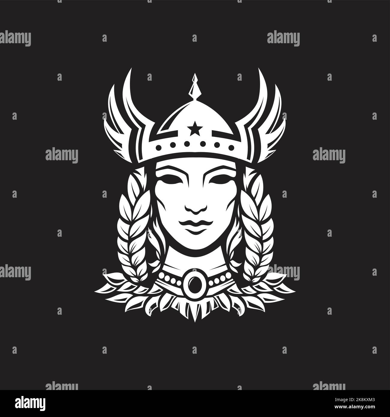 A vector of Scandinavian mythological character womanwarrior Valkyrie