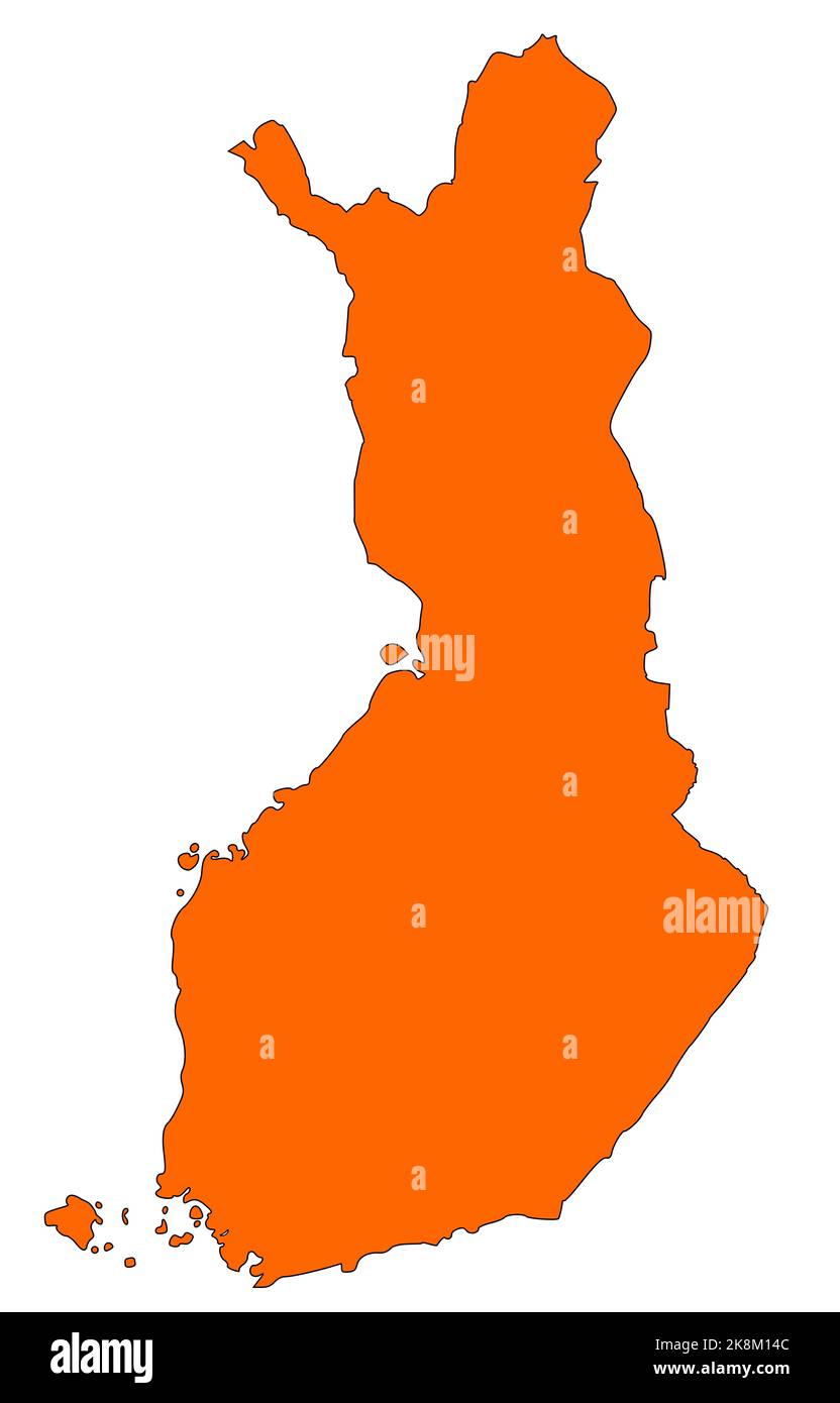 Map of Finland filled with orange color Stock Photo