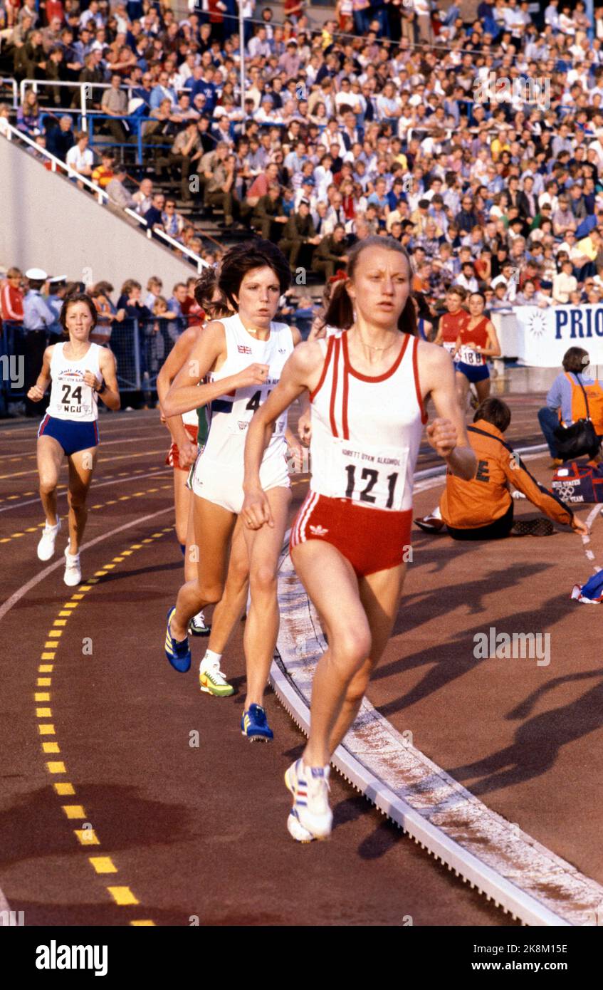Oslo 19800701. Grete Waitz in action during the Bislett Games. Photo: Erik Thorberg NTB / NTB Stock Photo