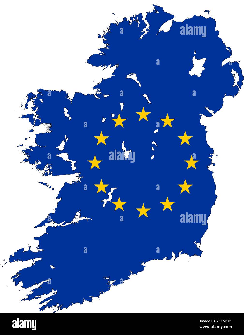 Map of Ireland filled with European Union (EU) flag Stock Photo Alamy