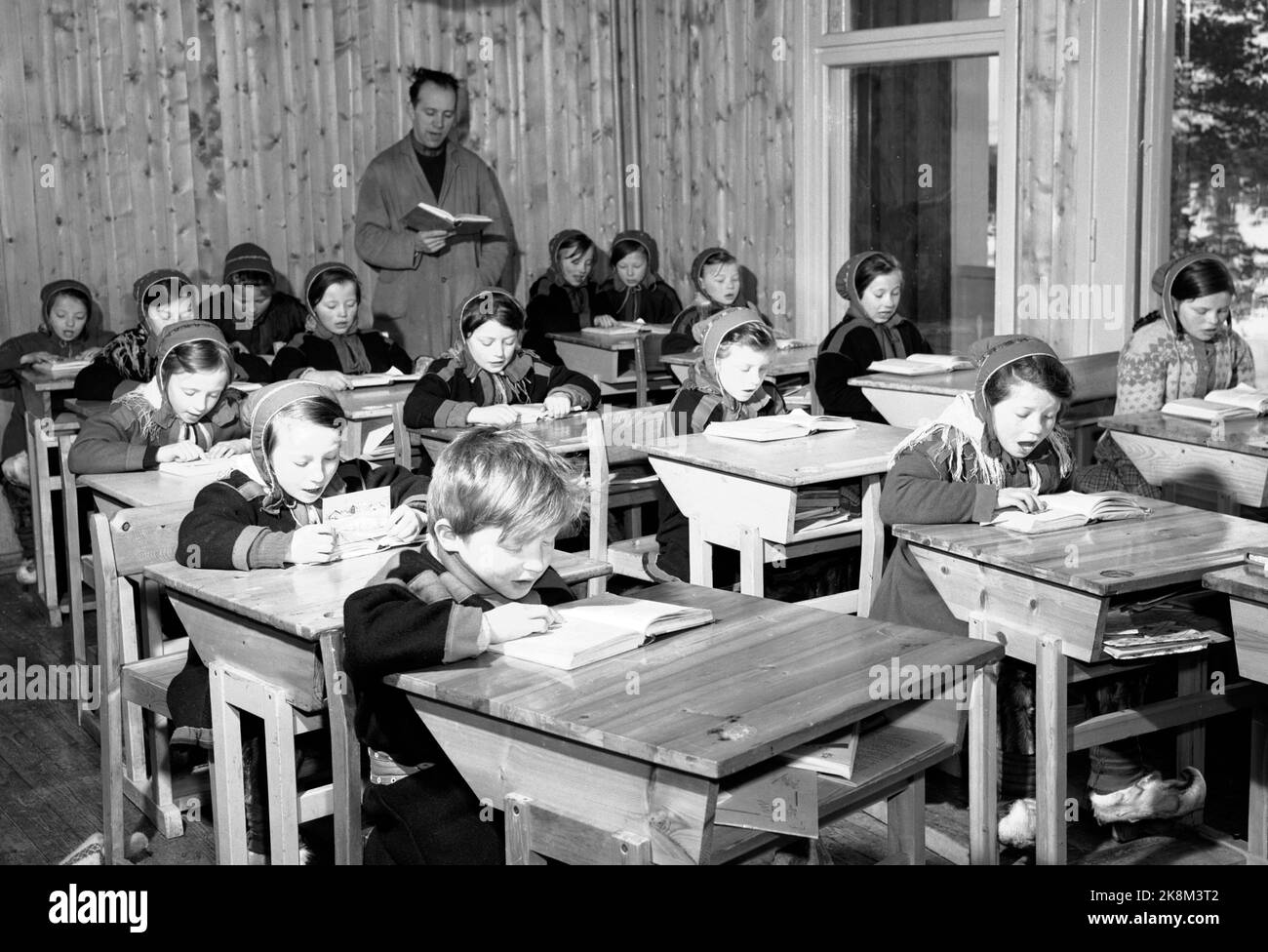 Karasjok, Finnmark, January 1950. From the boarding school for moving
