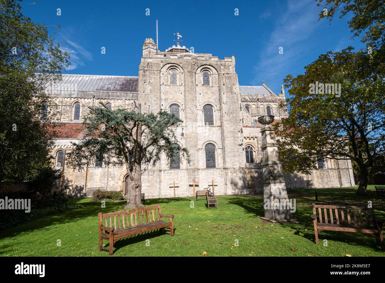 Romsey Abbey, a Norman church in the town of Romsey in Hampshire, England, UK Stock Photo