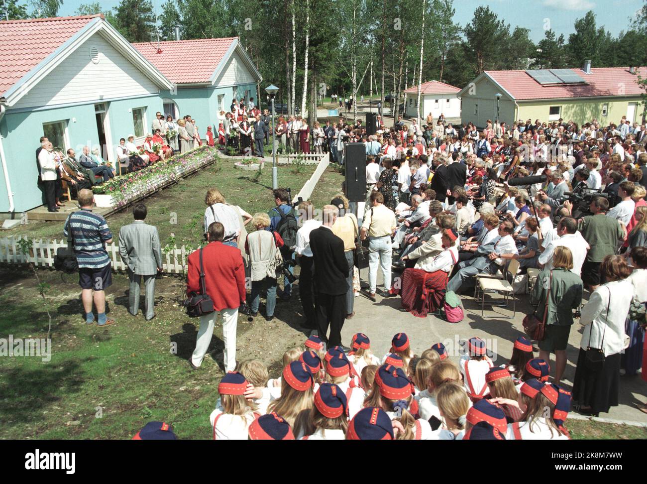 Tallin, Estonia 19950616. Princess Märtha Louise opens SOS Barneby Keila. Many had arrived until the opening of the children's village. Photo: Rune Petter Ness NTB / NTB Stock Photo