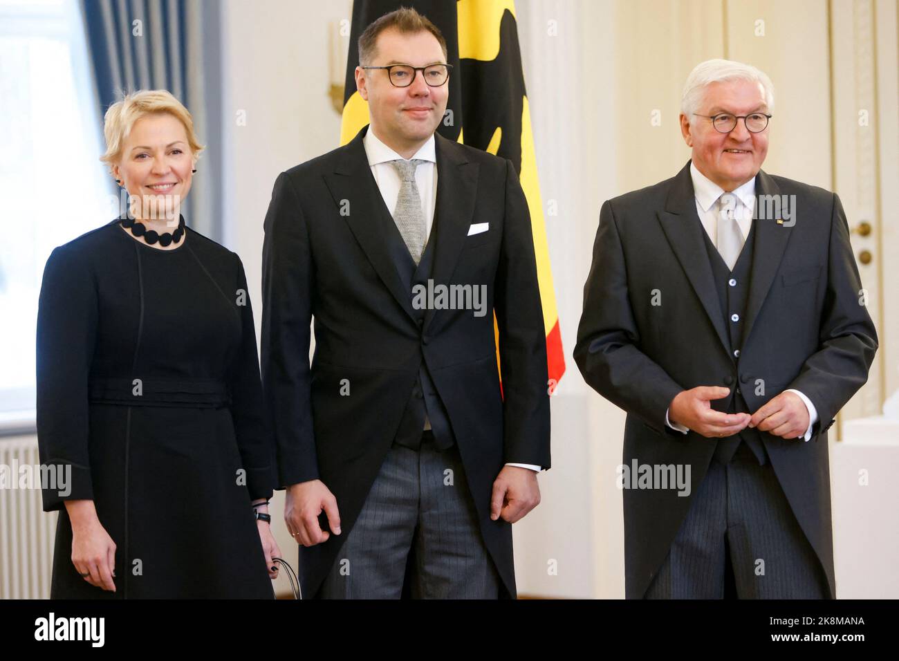 Oleksii Makeiev stands next to his wife Olena Makeieva and German ...