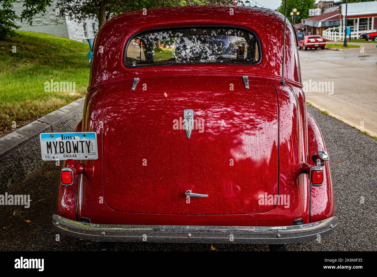 Des Moines, IA - July 01, 2022: High perspective rear view of a 1938 ...