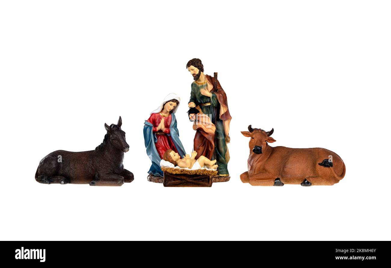 Christmas nativity scene with holy family Stock Photo - Alamy