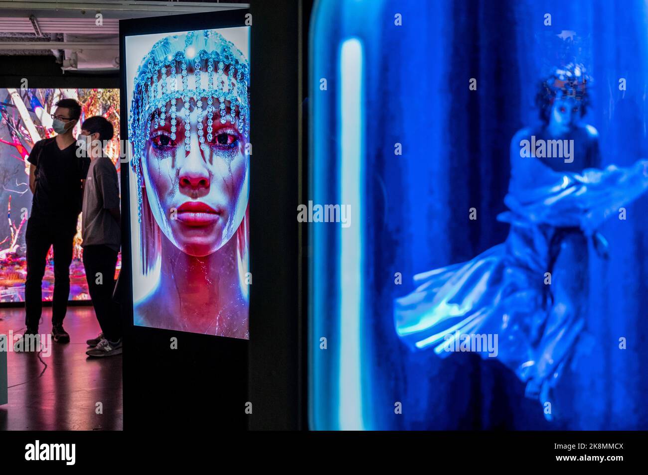 Hong Kong, China. 22nd Oct, 2022. People visit the Digital Art Fair