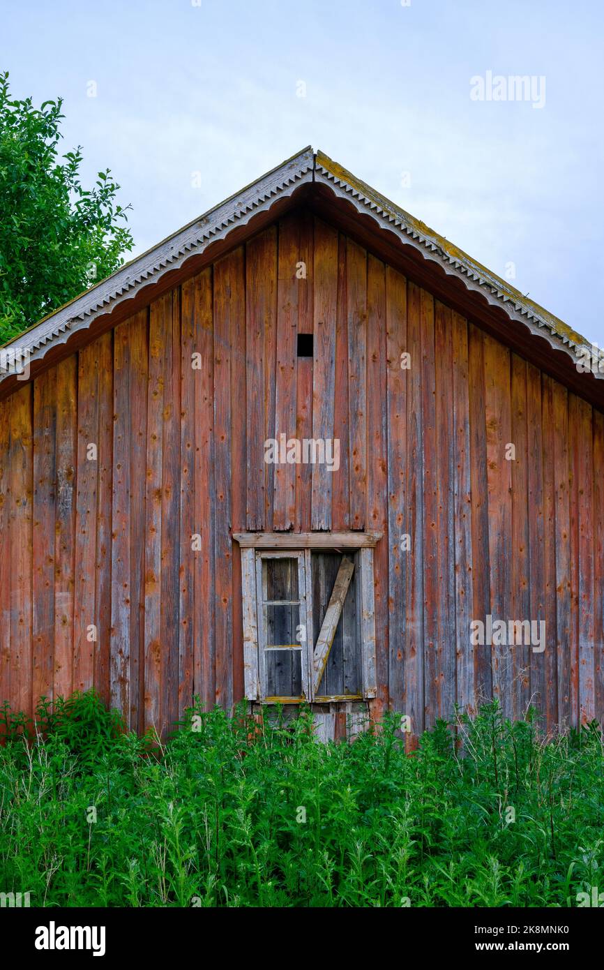 Abandoned wooden house of Toten, Norway. Stock Photo