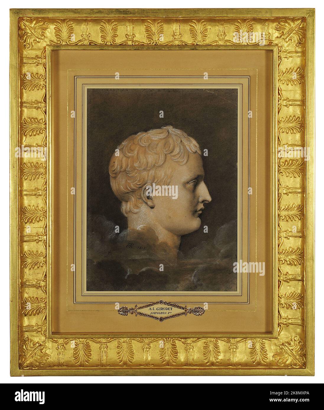 Anne-Louis Girodet de Roucy, known as Girodet-Trioson French school Profile portrait of Napoleon, represented as a Roman emperor Brown ink on colour wash with white highlights (63 x 52.5 cm with frame) Former Girodet family collection  Alberto Ricci Photo Stock Photo
